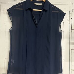 Navy Sheer Blouse